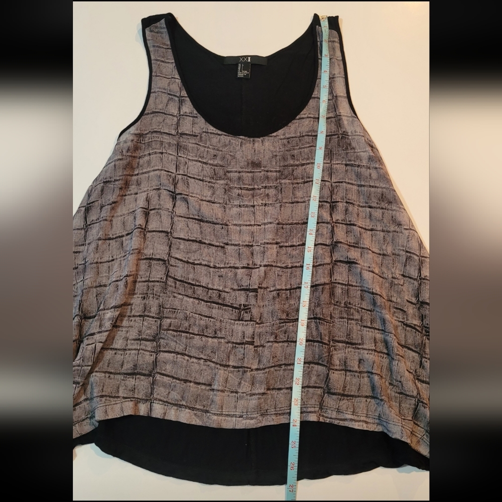 XXI Women's Top Blouse Sleeveless Size LG Black & Gray High/Low Style - Picture 6 of 8